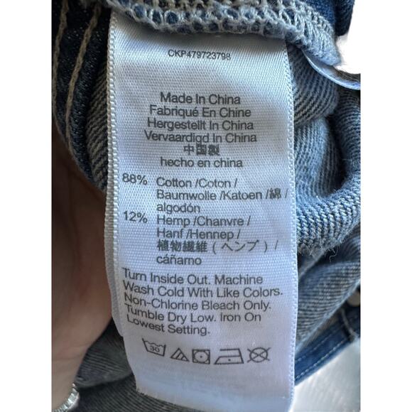 Madewell Overall Women 14 Blue Medium Wash Denim Super Wide-Leg Casual - Picture 3 of 12